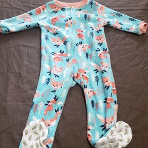 Fleece Footie Pajamas Fox Design Grip Feet 9 Month Size Arie By Ariella Zip Up